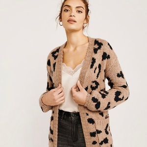 Leopard Open Front Cardigan